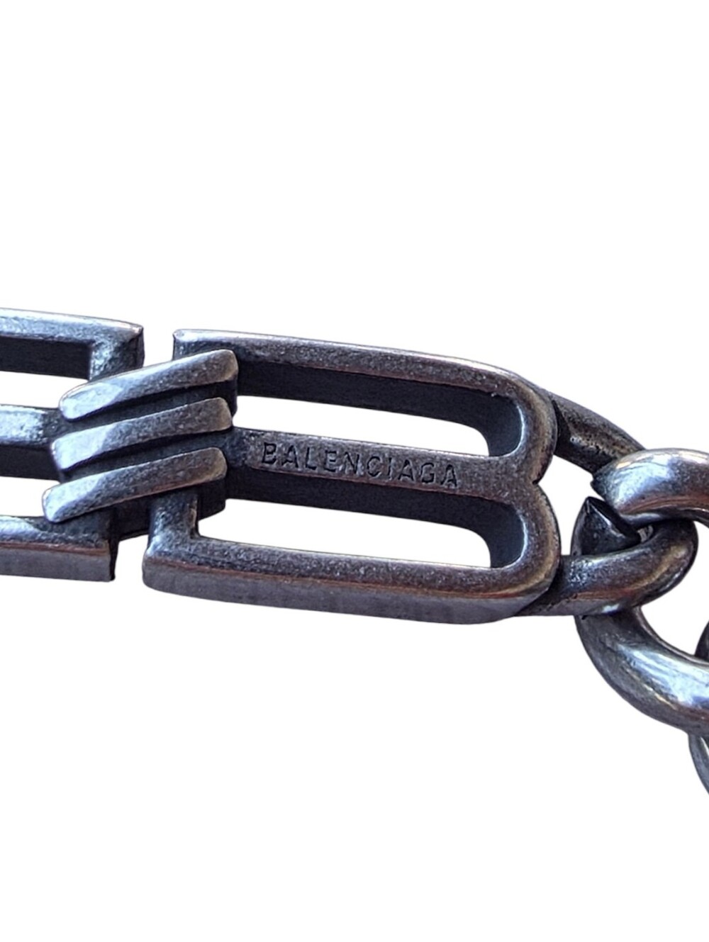 Balenciaga BB Icon Gourmette Bracelet in Antique Silver Unisex (Retails $550) - Picture 3 of 6